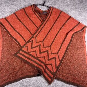 Gionfriddo Italy Burnt Orange Brown Geometric Knit V-Neck Oversized Sweater Top